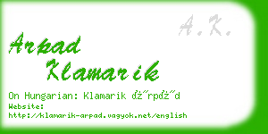 arpad klamarik business card